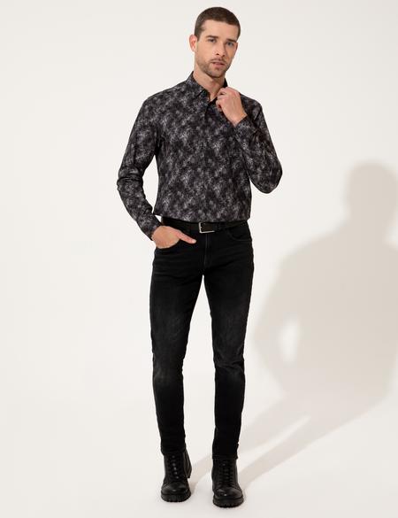 Siyah Slim Fit Uzun Kollu Gömlek - 50255199007