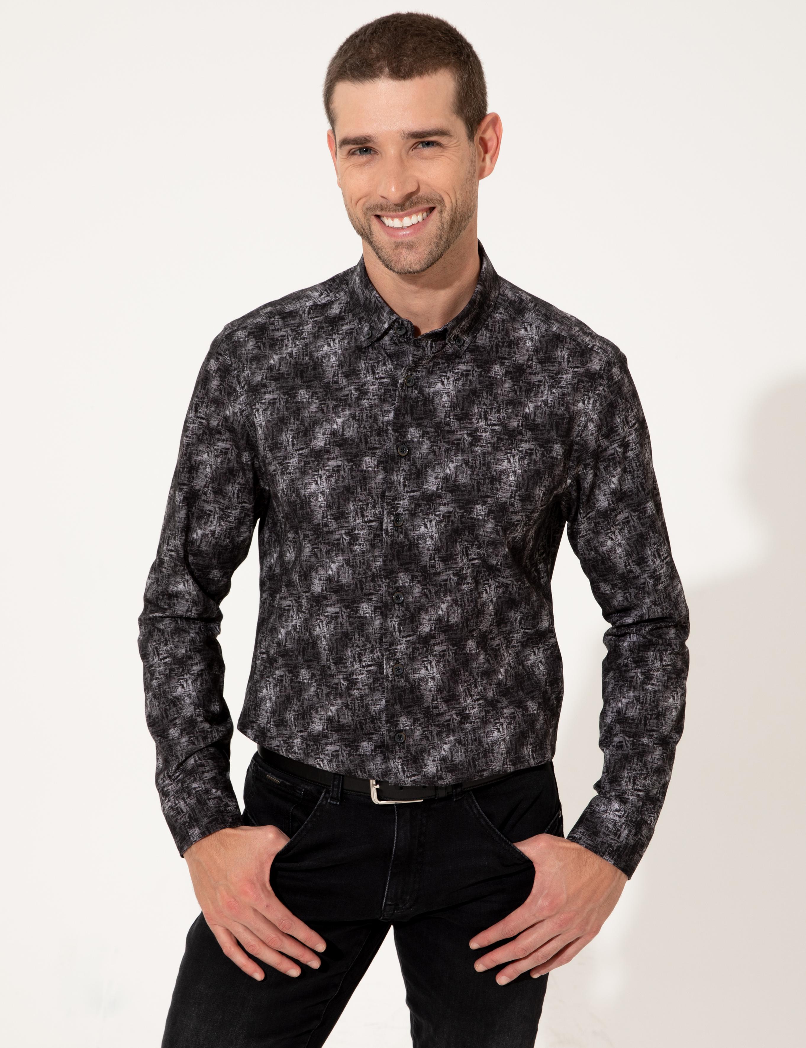 Siyah Slim Fit Uzun Kollu Gömlek