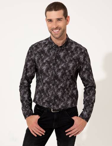 Siyah Slim Fit Uzun Kollu Gömlek