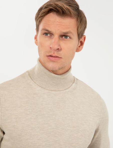 Kum Melanj Slim Fit Balıkçı Yaka Basic Triko Kazak - 50257158051