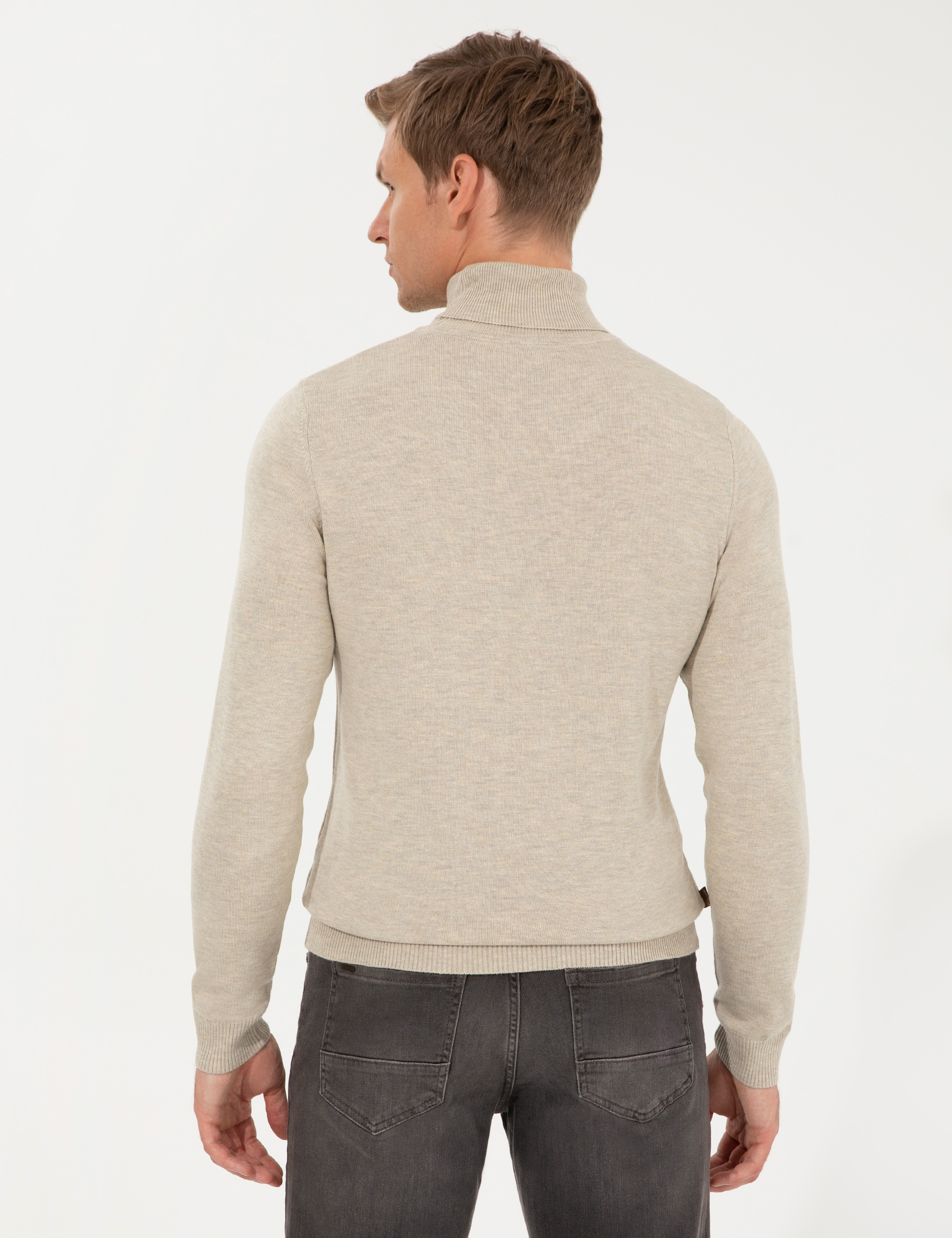 Pierre Cardin Kum Melanj Slim Fit Balıkçı Yaka Basic Triko Kazak görsel 5