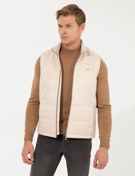 Bej Deri Yelek - 50262399038