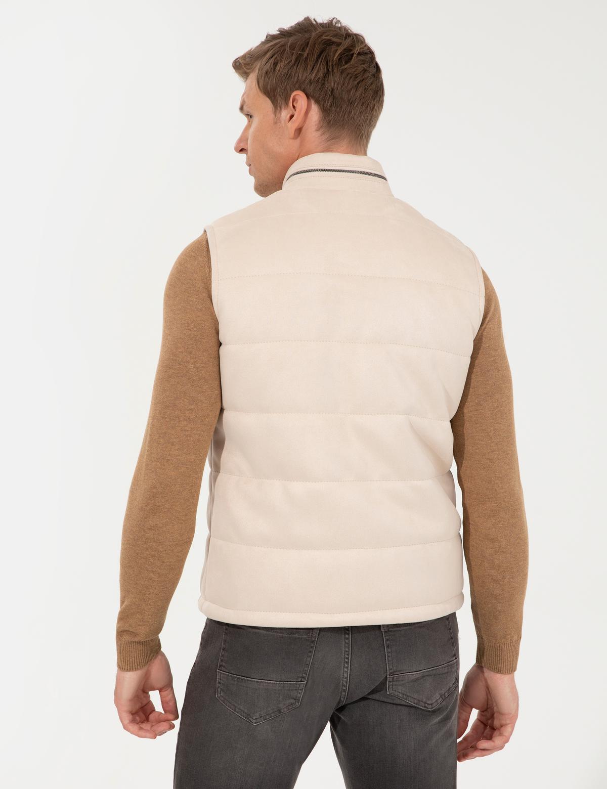 Bej Deri Yelek - 50262399038