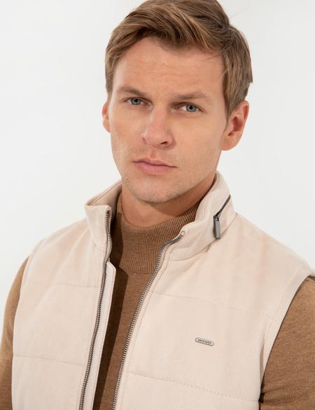 Bej Deri Yelek - 50262399038