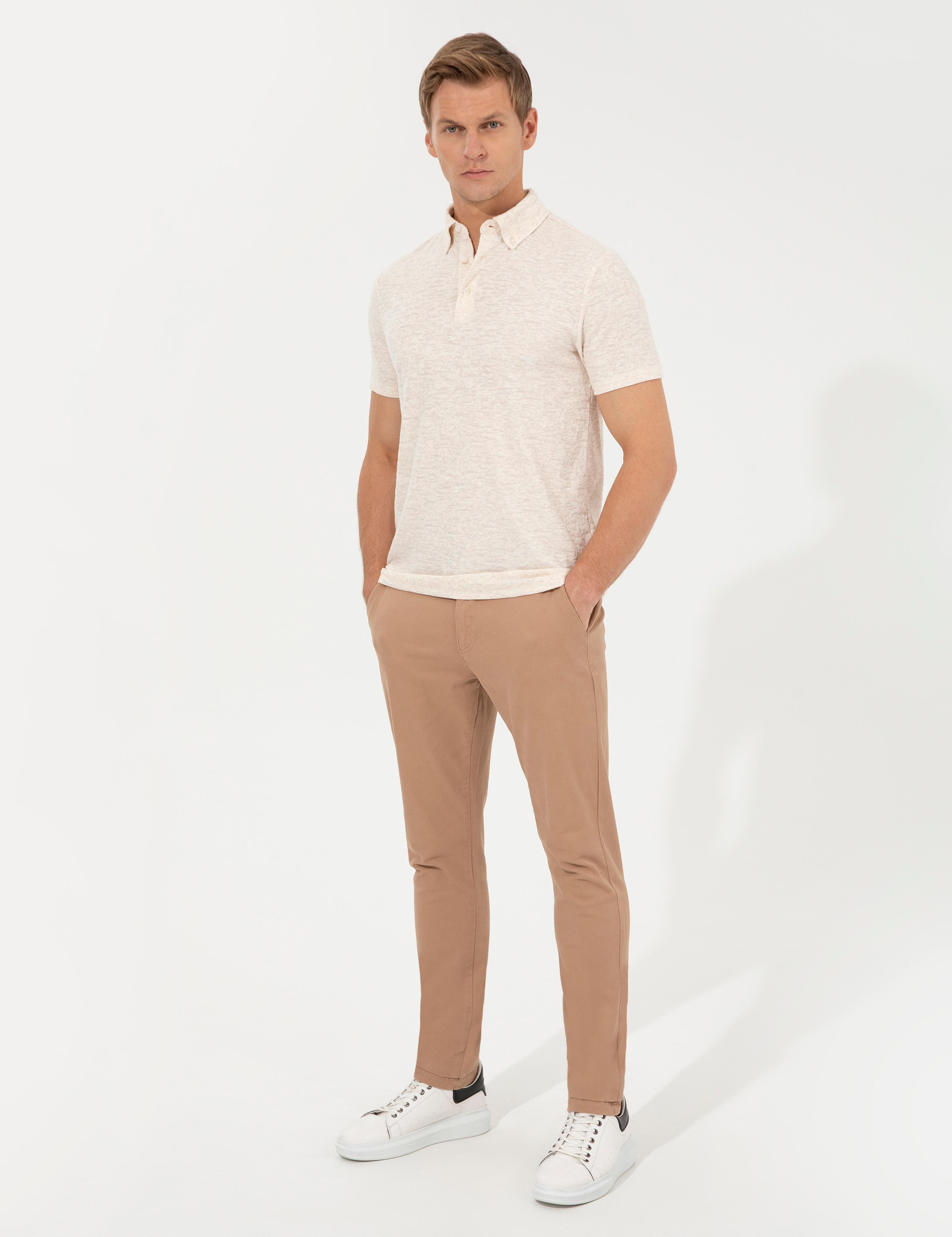 Bej Melanj Slim Fit Tişört