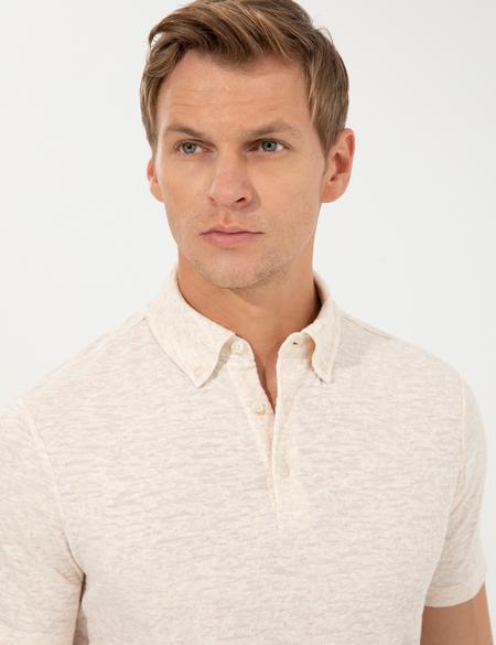 Bej Melanj Slim Fit Tişört - 50249807029