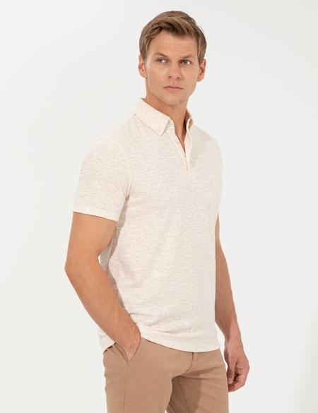 Bej Melanj Slim Fit Tişört - 50249807029