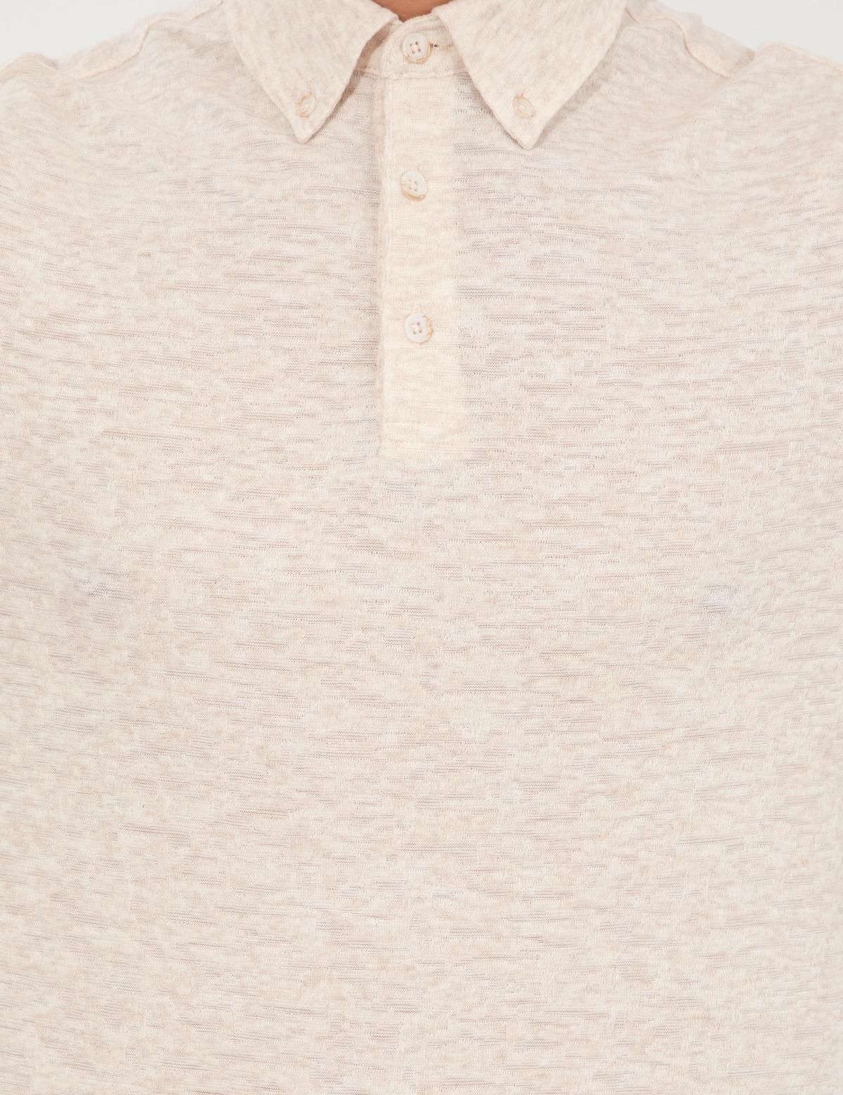 Bej Melanj Slim Fit Tişört - 50249807029