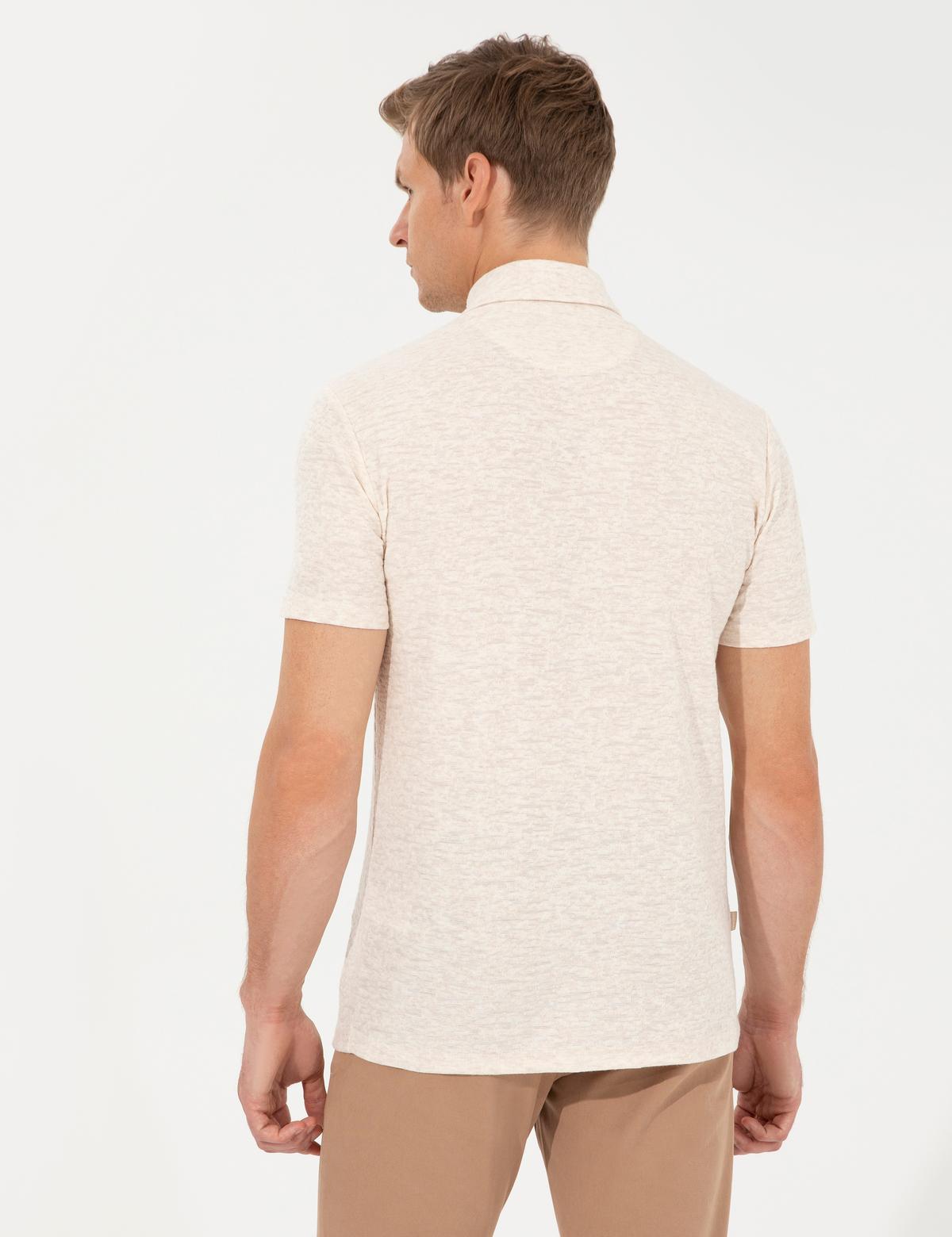 Bej Melanj Slim Fit Tişört - 50249807029