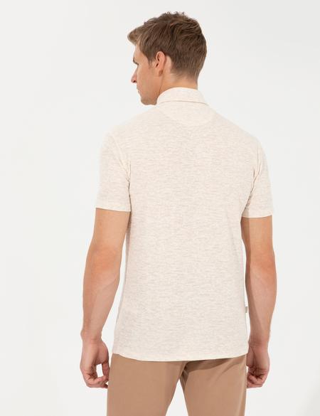 Bej Melanj Slim Fit Tişört - 50249807029