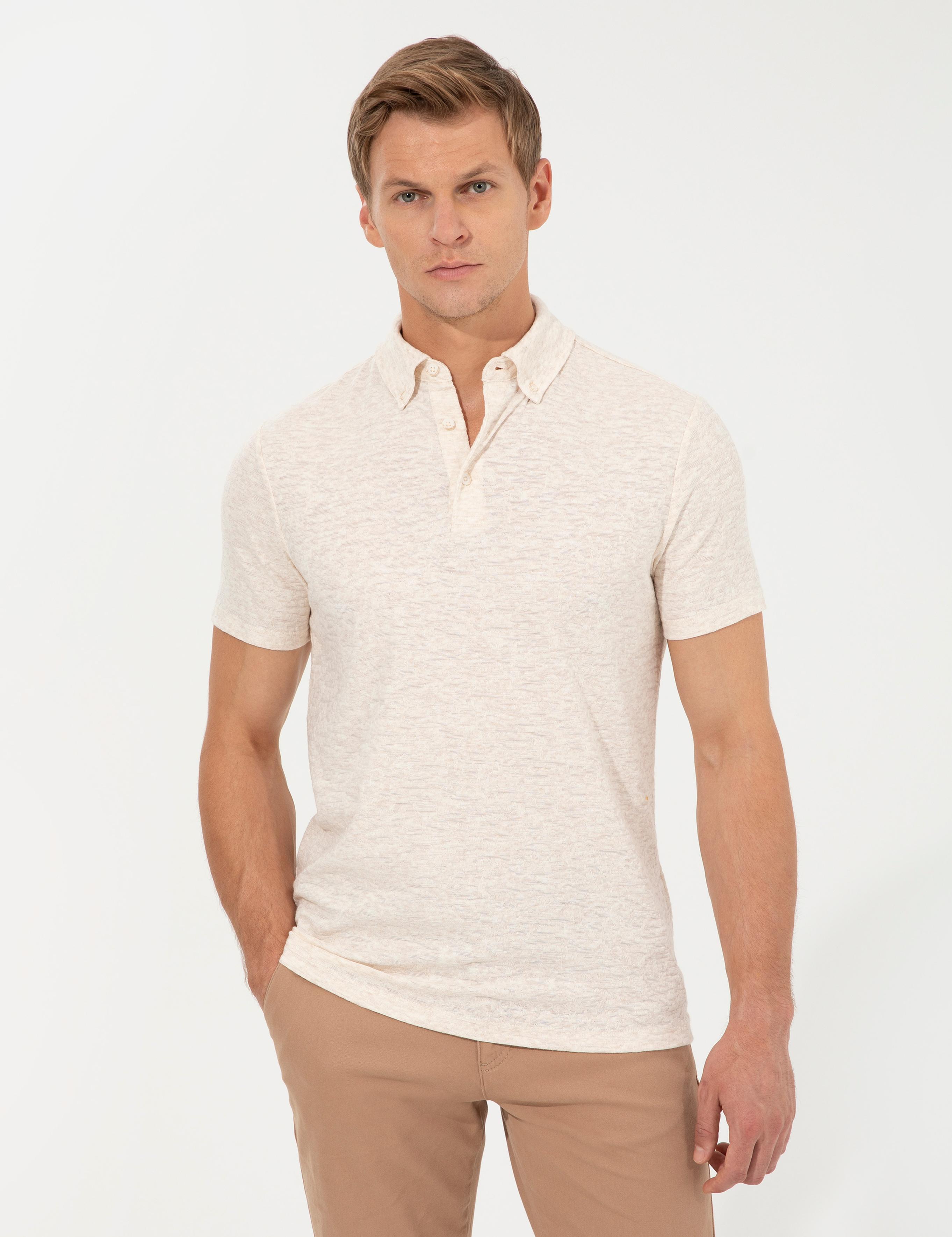 Bej Melanj Slim Fit Tişört