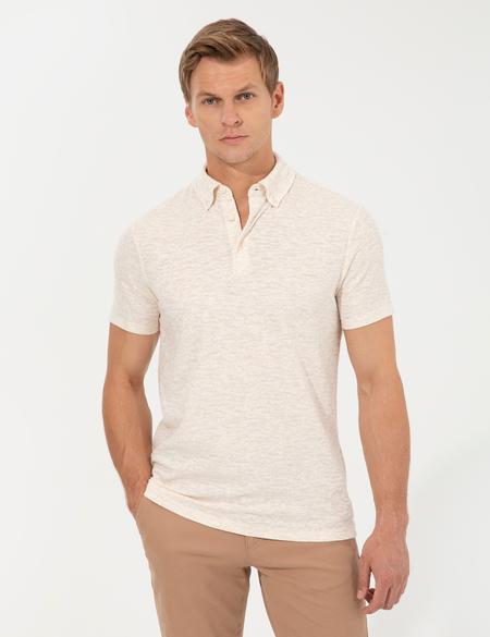 Bej Melanj Slim Fit Tişört - 50249807029