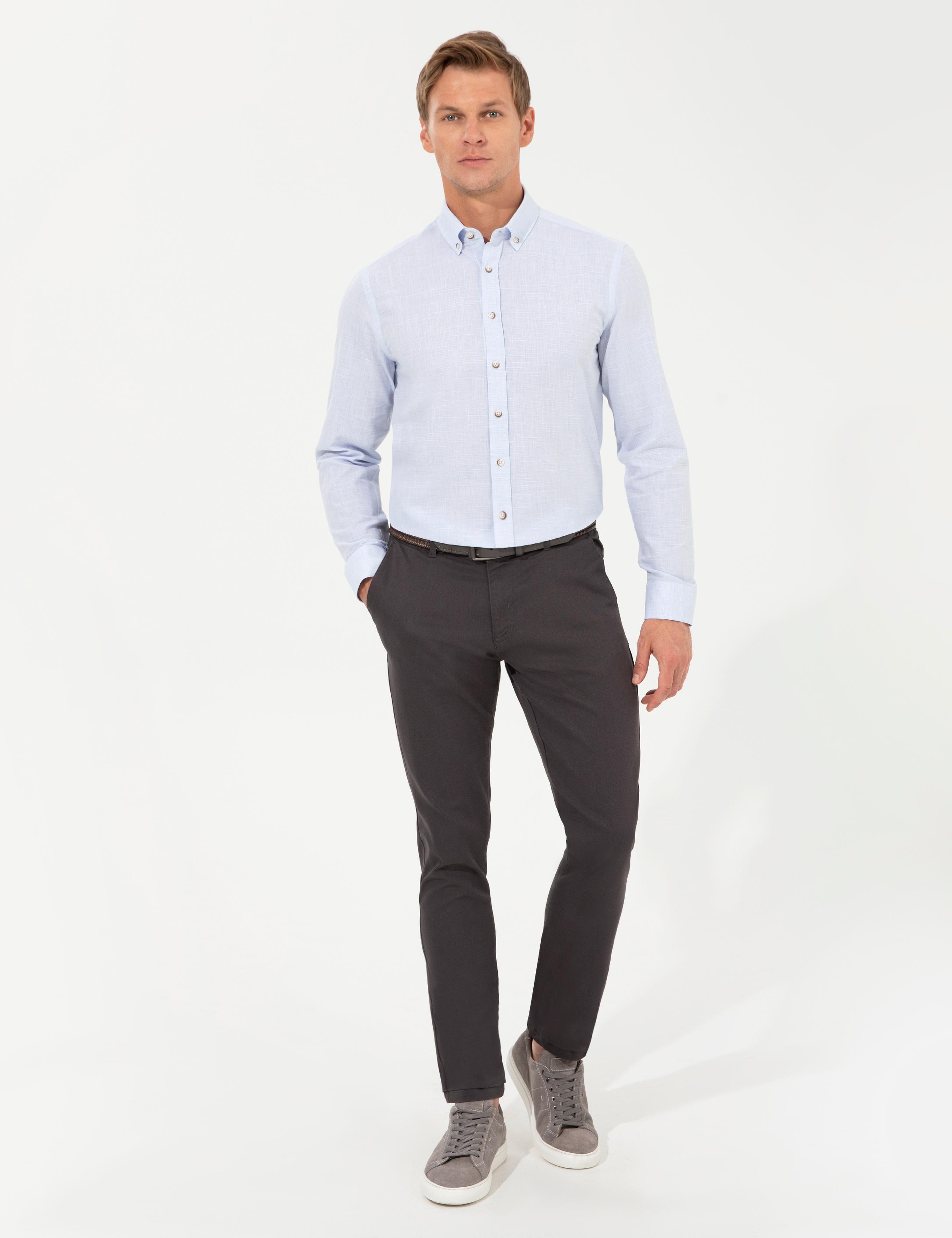 Açık Mavi Slim Fit Uzun Kollu Gömlek