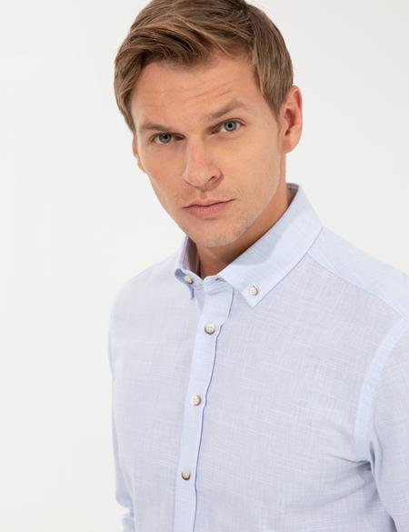 Açık Mavi Slim Fit Uzun Kollu Gömlek - 50247542018