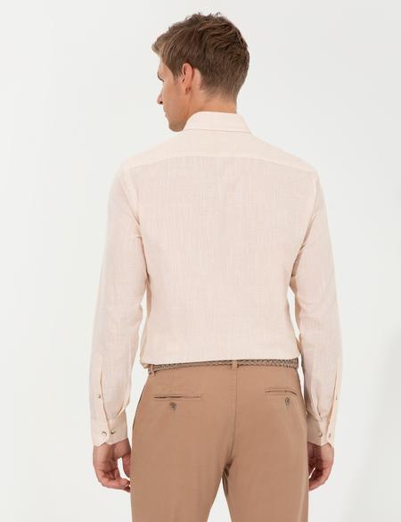 Açık Sarı Slim Fit Uzun Kollu Gömlek - 50247542031