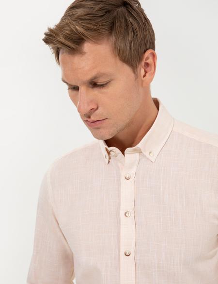 Açık Sarı Slim Fit Uzun Kollu Gömlek - 50247542031