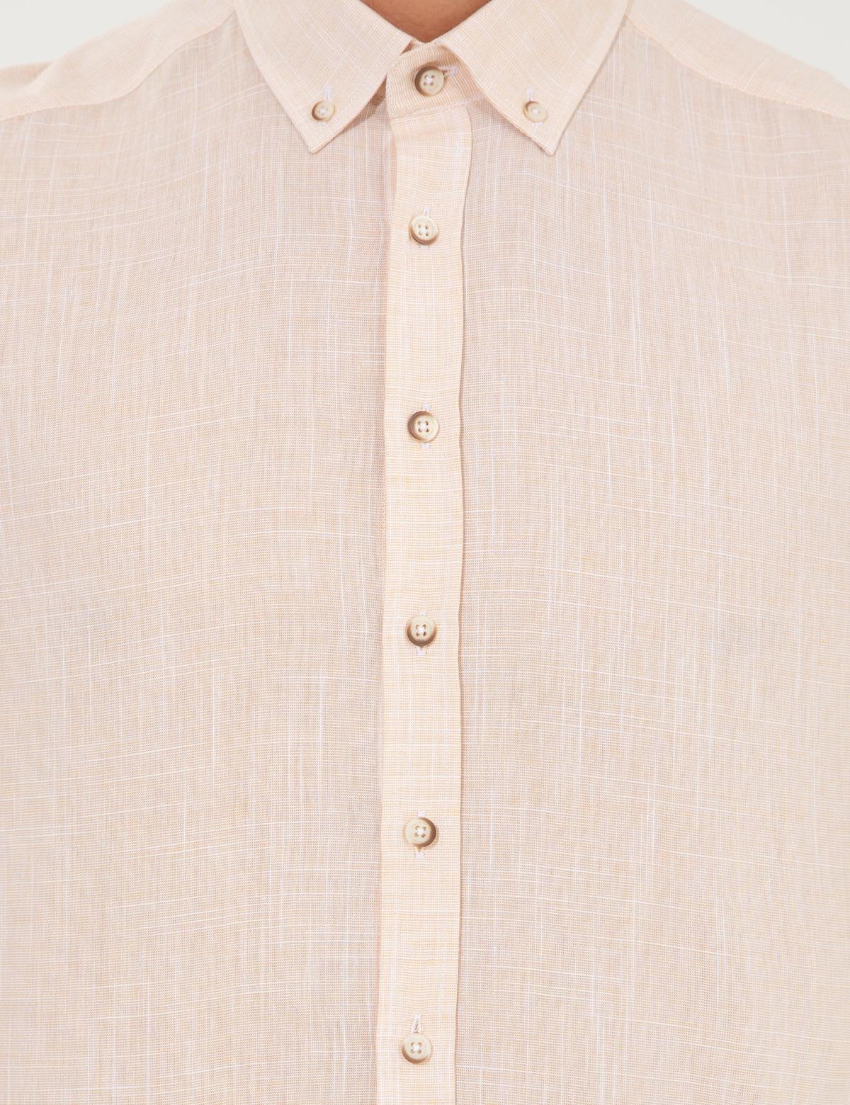 Açık Sarı Slim Fit Uzun Kollu Gömlek - 50247542031