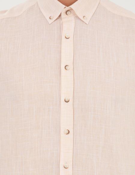 Açık Sarı Slim Fit Uzun Kollu Gömlek - 50247542031