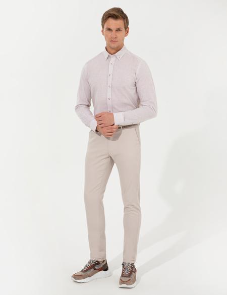 Bej Slim Fit Uzun Kollu Gömlek - 50247542036