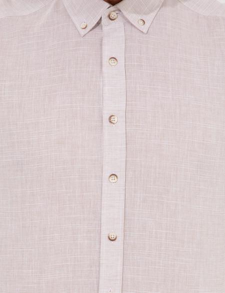 Bej Slim Fit Uzun Kollu Gömlek - 50247542036