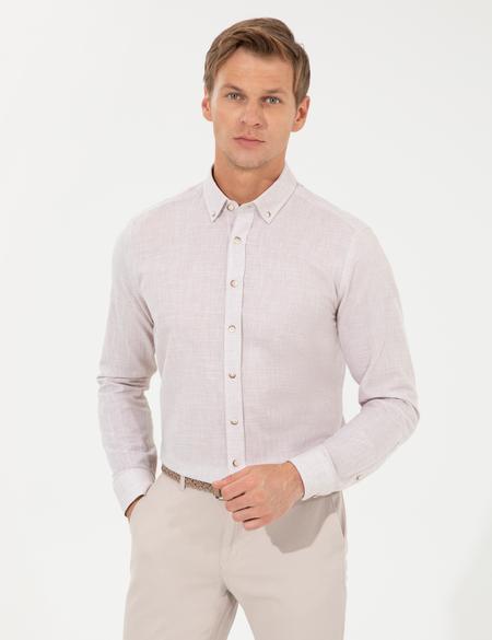 Bej Slim Fit Uzun Kollu Gömlek - 50247542036