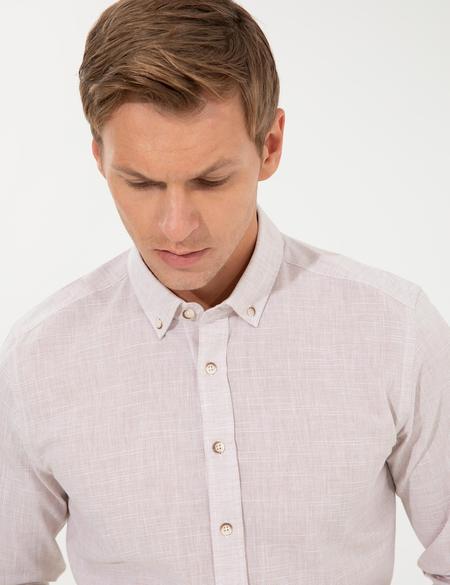 Bej Slim Fit Uzun Kollu Gömlek - 50247542036