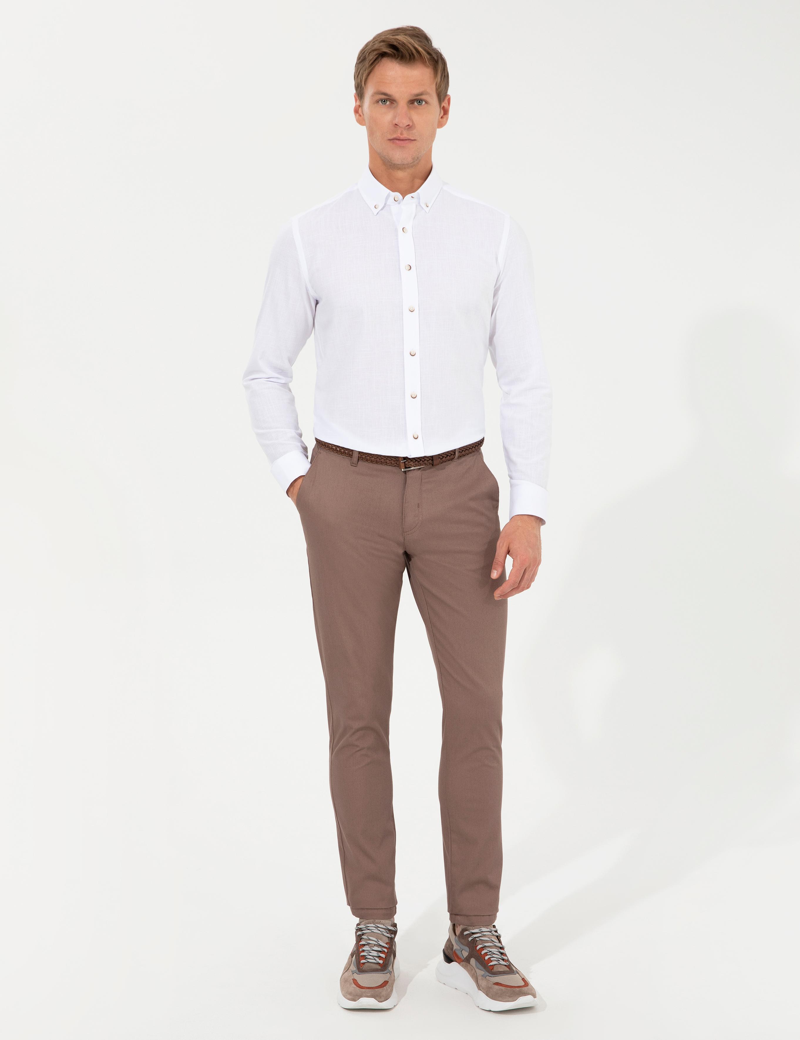 Beyaz Slim Fit Uzun Kollu Gömlek