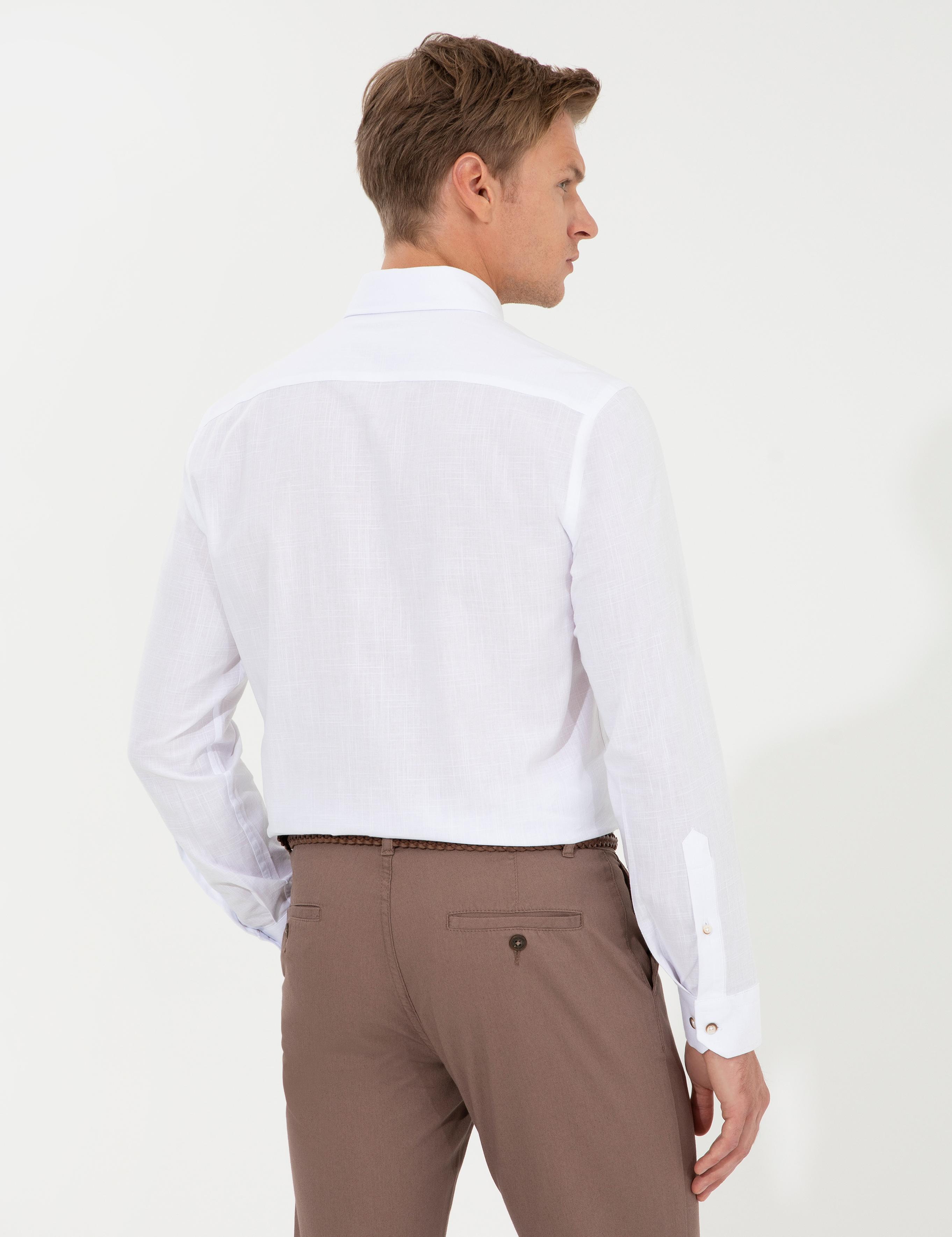 Beyaz Slim Fit Uzun Kollu Gömlek