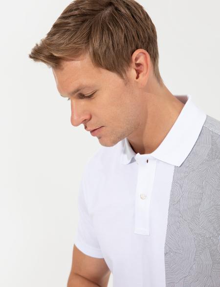 Beyaz Slim Fit Baskılı Polo Yaka Tişört - 50249706004