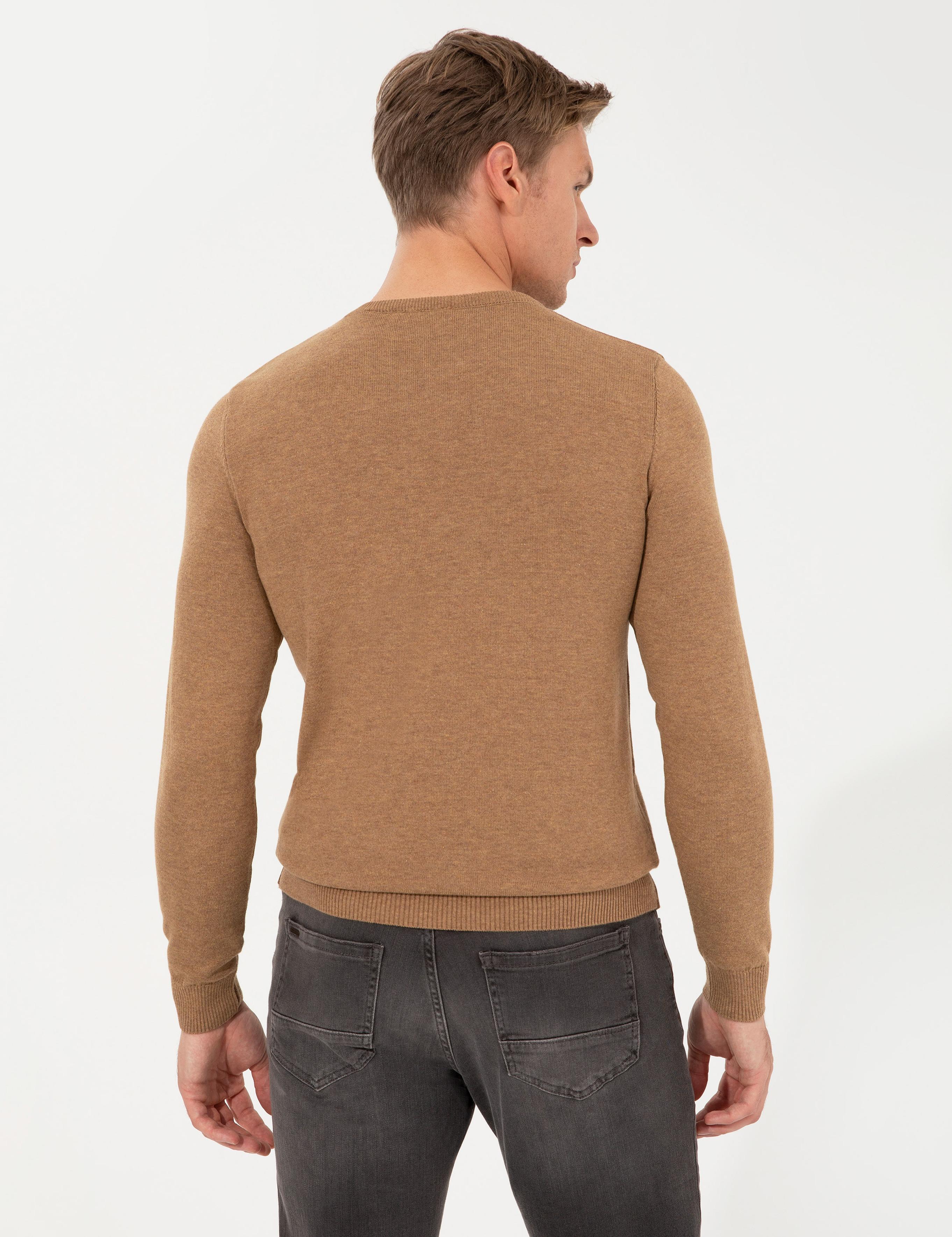 Camel Melanj Slim Fit Bisiklet Yaka Basic Triko Kazak