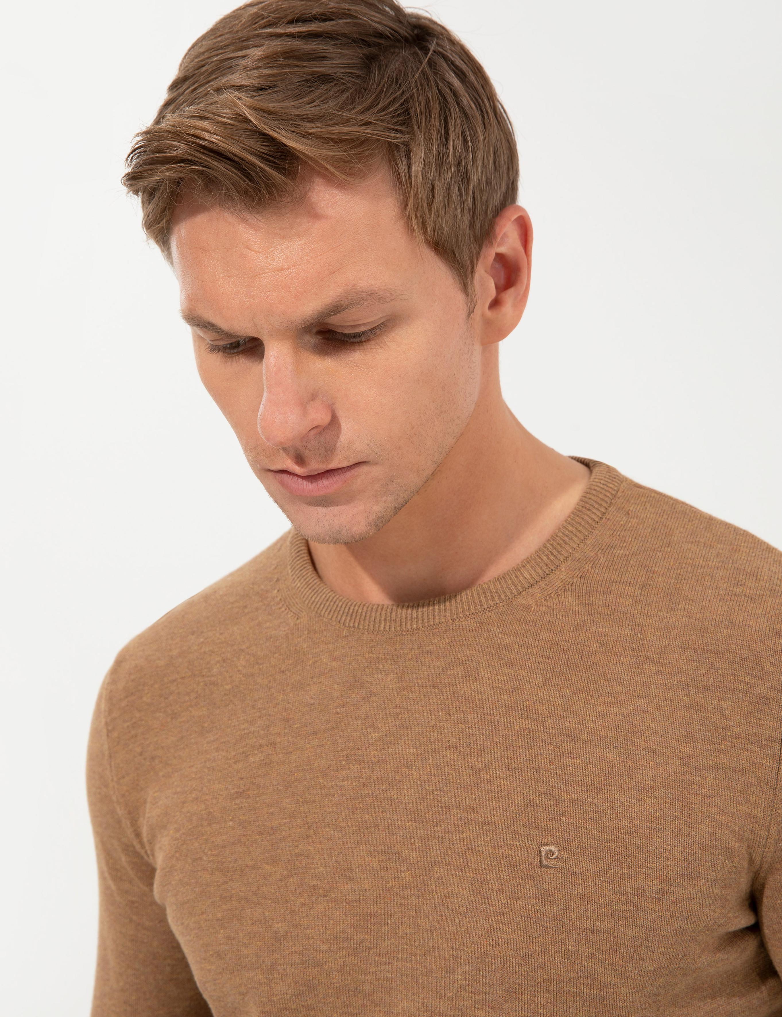 Camel Melanj Slim Fit Bisiklet Yaka Basic Triko Kazak