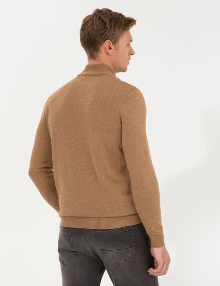 Camel Melanj Slim Fit Yarım Balıkçı Yaka Basic Triko Kazak - 50256965080