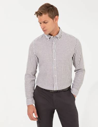 Haki Regular Fit Uzun Kollu Gömlek