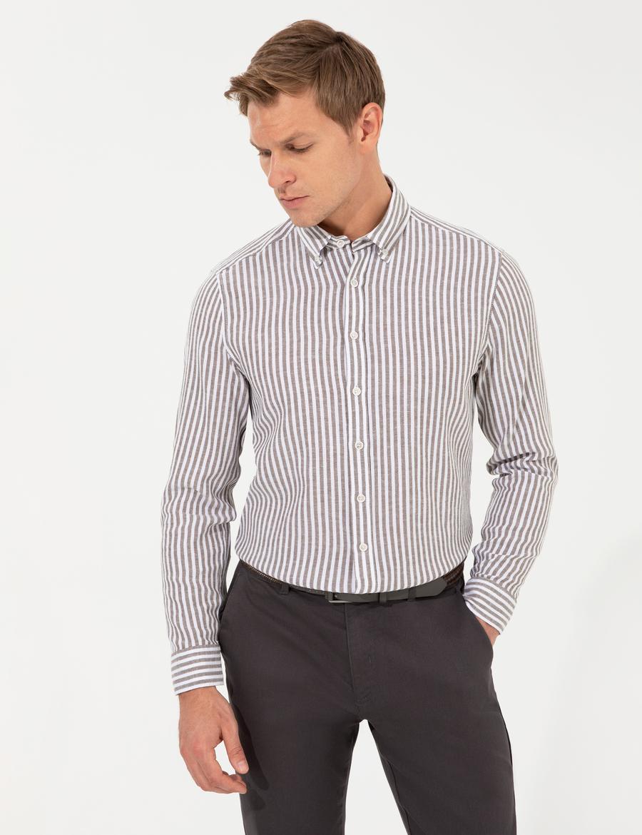 Haki Regular Fit Uzun Kollu Gömlek