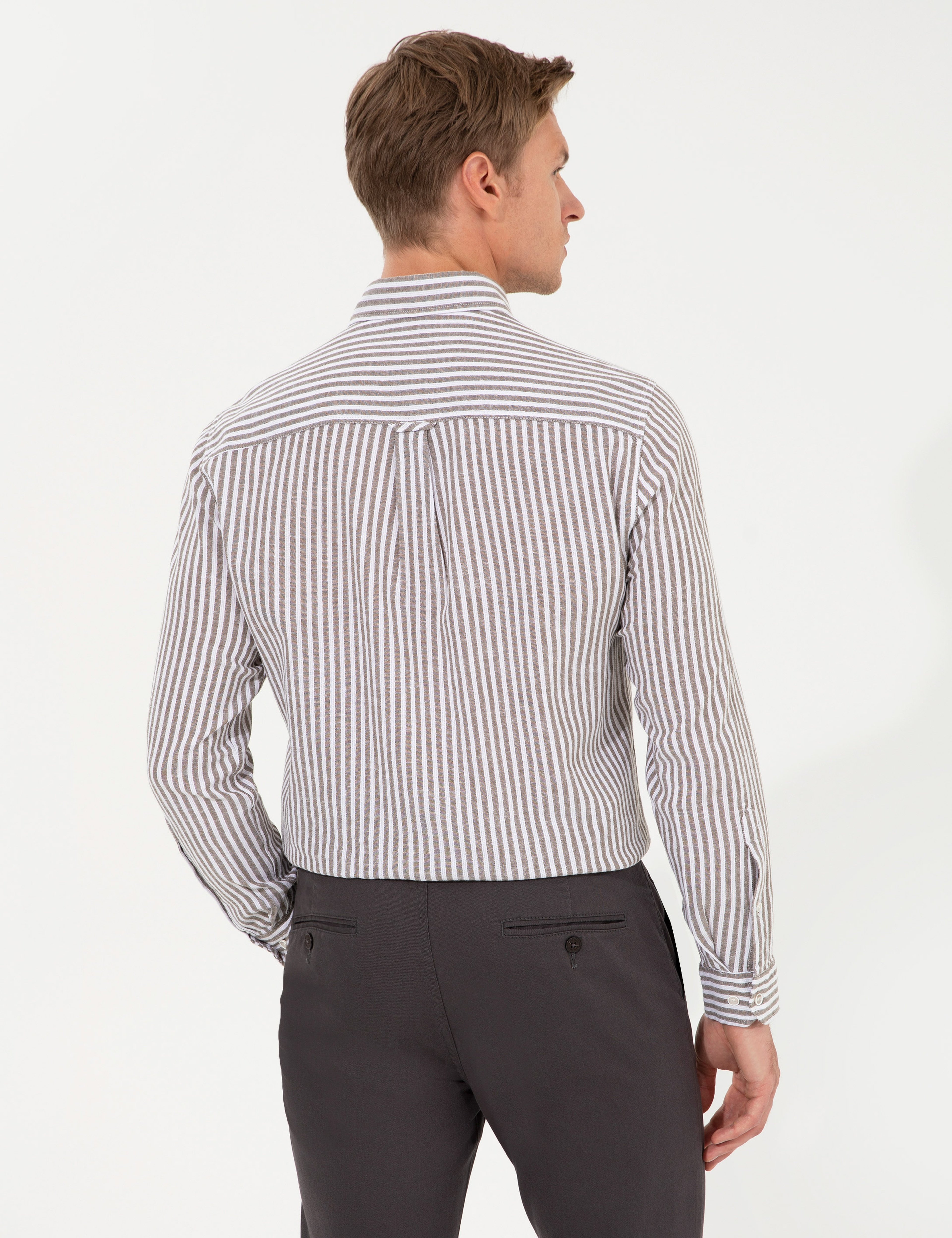 Haki Regular Fit Uzun Kollu Gömlek - Image 5