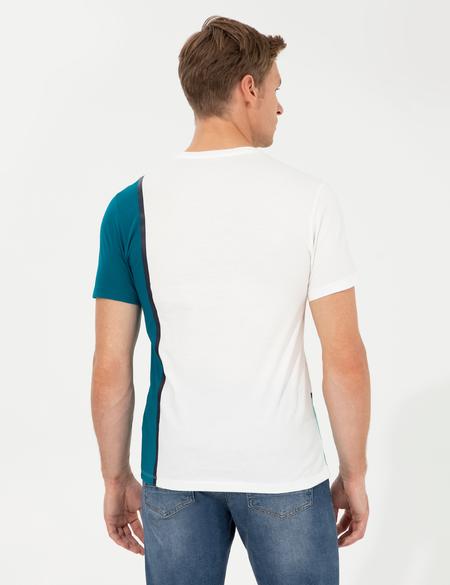 Petrol Slim Fit Bisiklet Yaka Tişört - 50249351031