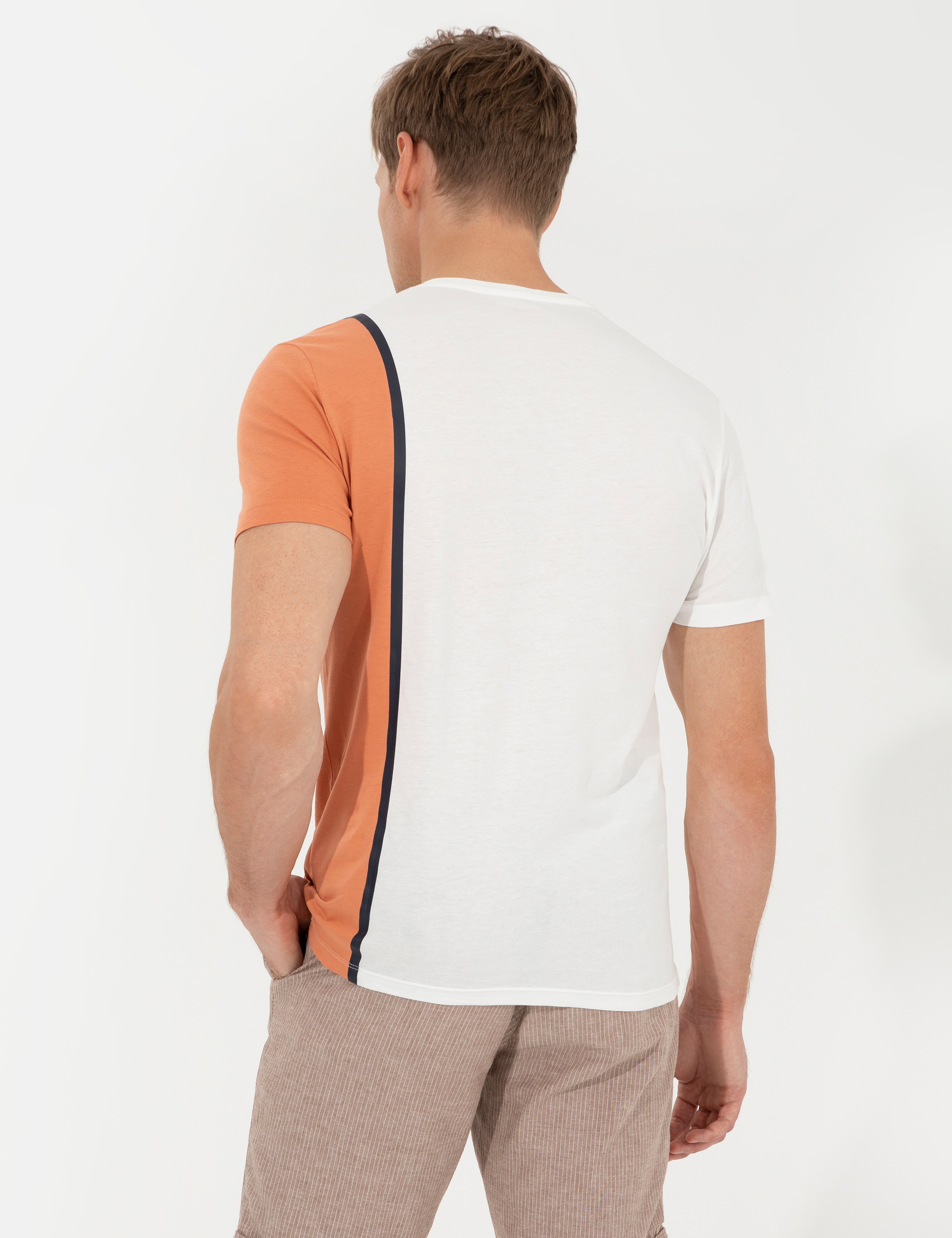 Coral Slim Fit Bisiklet Yaka Tişört - Image 5