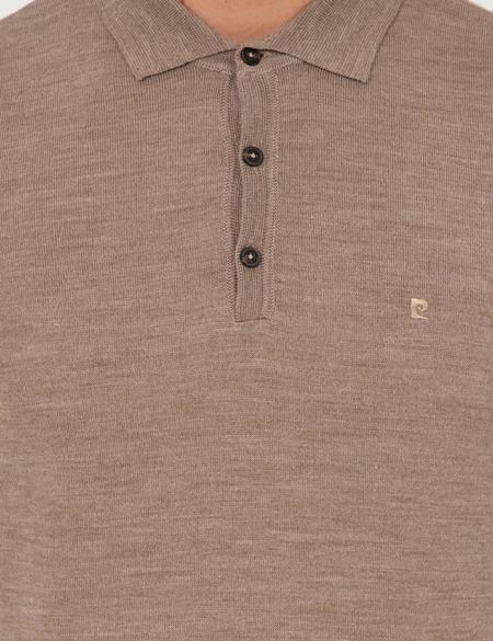 Taş Regular Fit Polo Yaka Yün Karışımlı Basic Triko Kazak - 50237775116