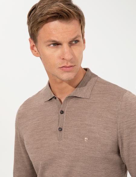 Taş Regular Fit Polo Yaka Yün Karışımlı Basic Triko Kazak - 50237775116