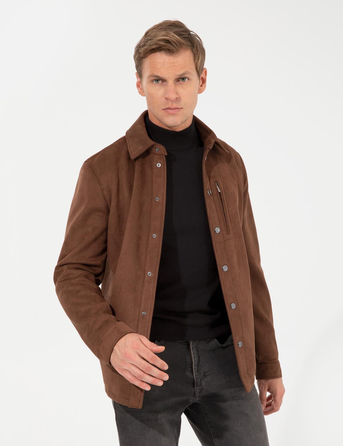 Kahverengi Deri Ceket - 50262408027