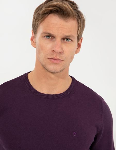 Mor Slim Fit Bisiklet Yaka Basic Triko Kazak - 50257290048