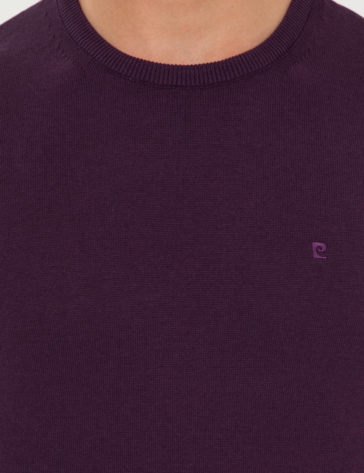 Mor Slim Fit Bisiklet Yaka Basic Triko Kazak - 50257290048