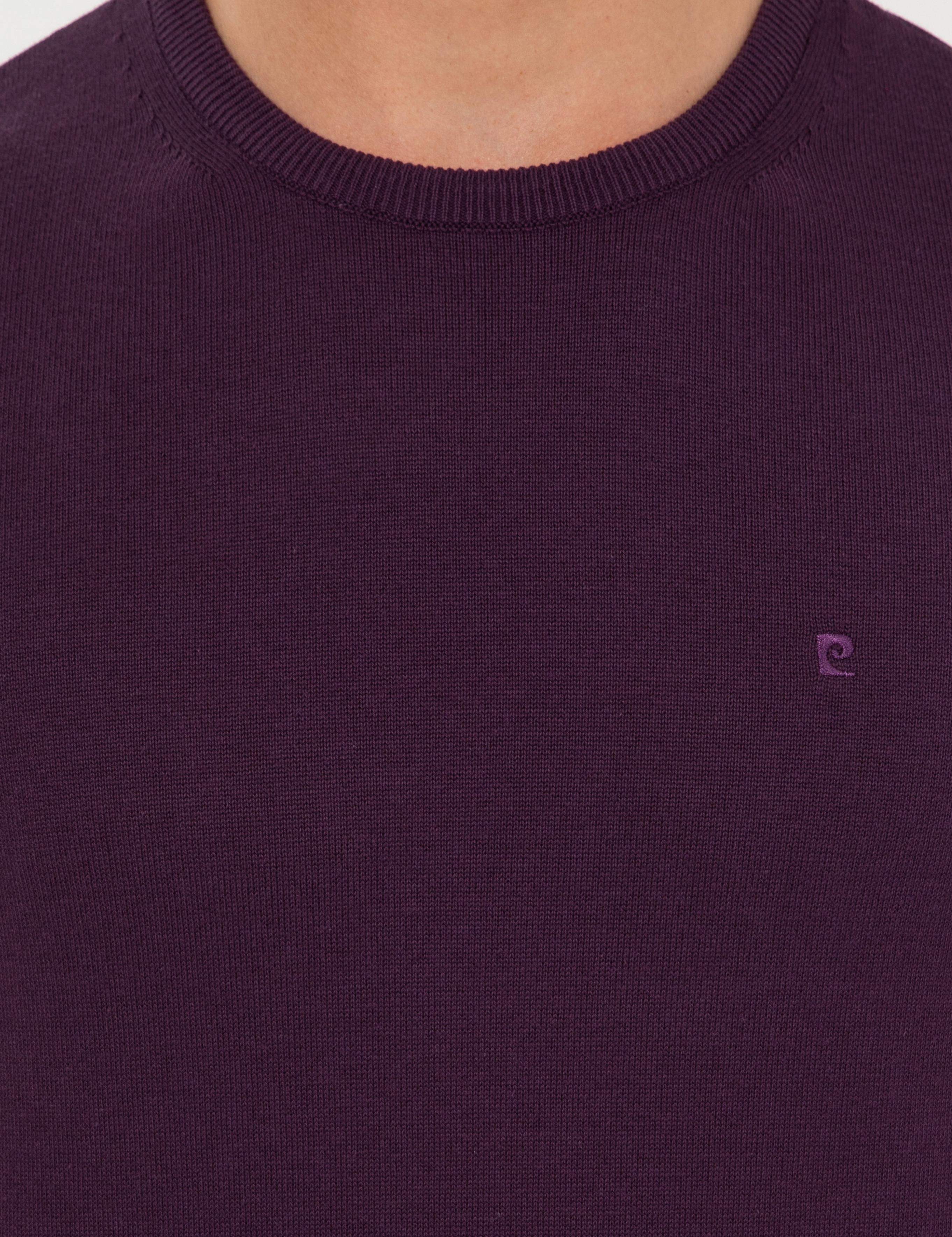 Mor Slim Fit Bisiklet Yaka Basic Triko Kazak