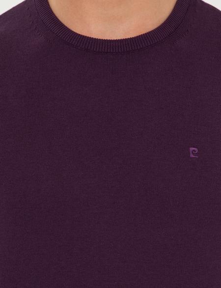 Mor Slim Fit Bisiklet Yaka Basic Triko Kazak - 50257290048