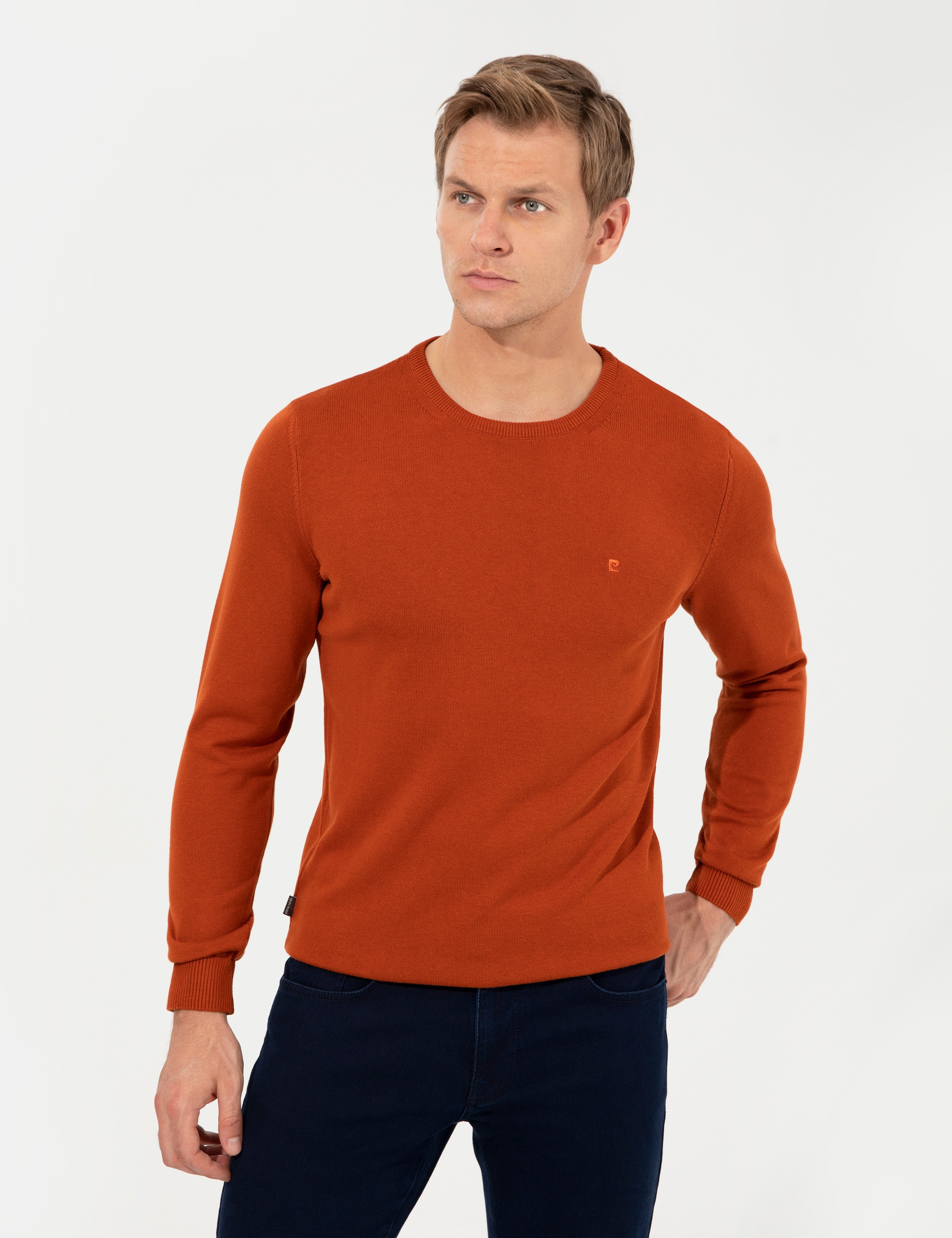 Bakır Slim Fit Bisiklet Yaka Basic Triko Kazak