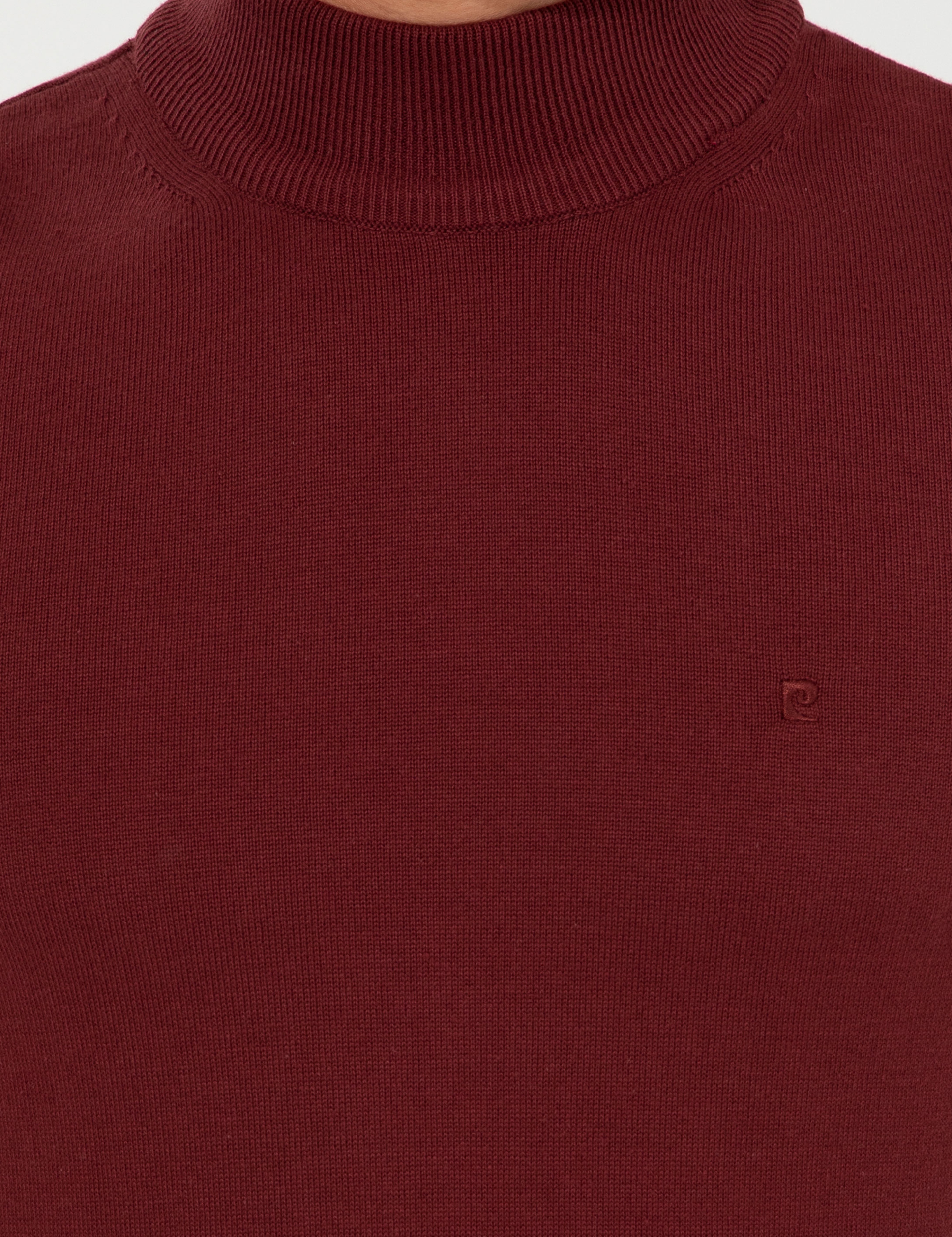 Bordo Slim Fit Yarım Balıkçı Yaka Basic Triko Kazak - Image 6