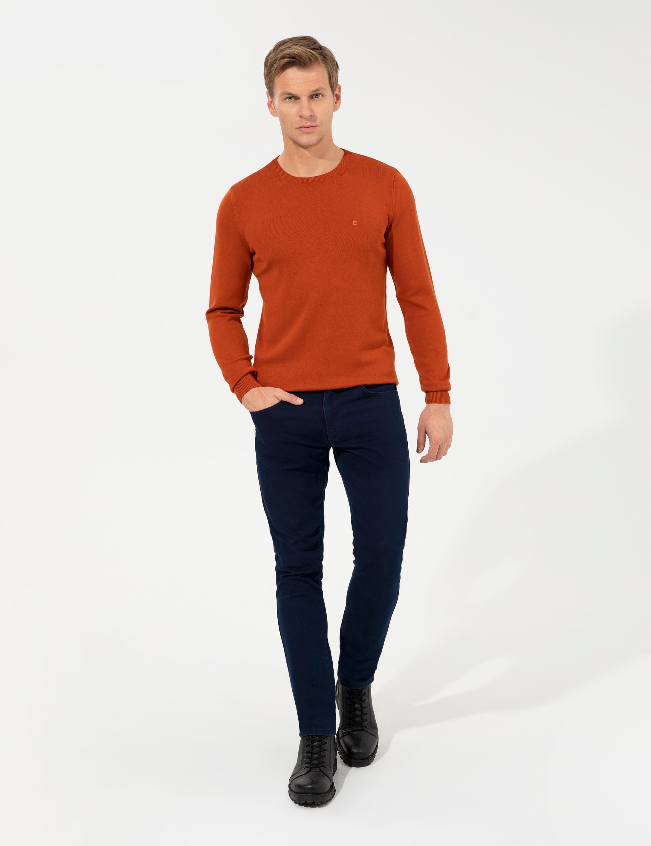 Bakır Slim Fit Bisiklet Yaka Basic Triko Kazak