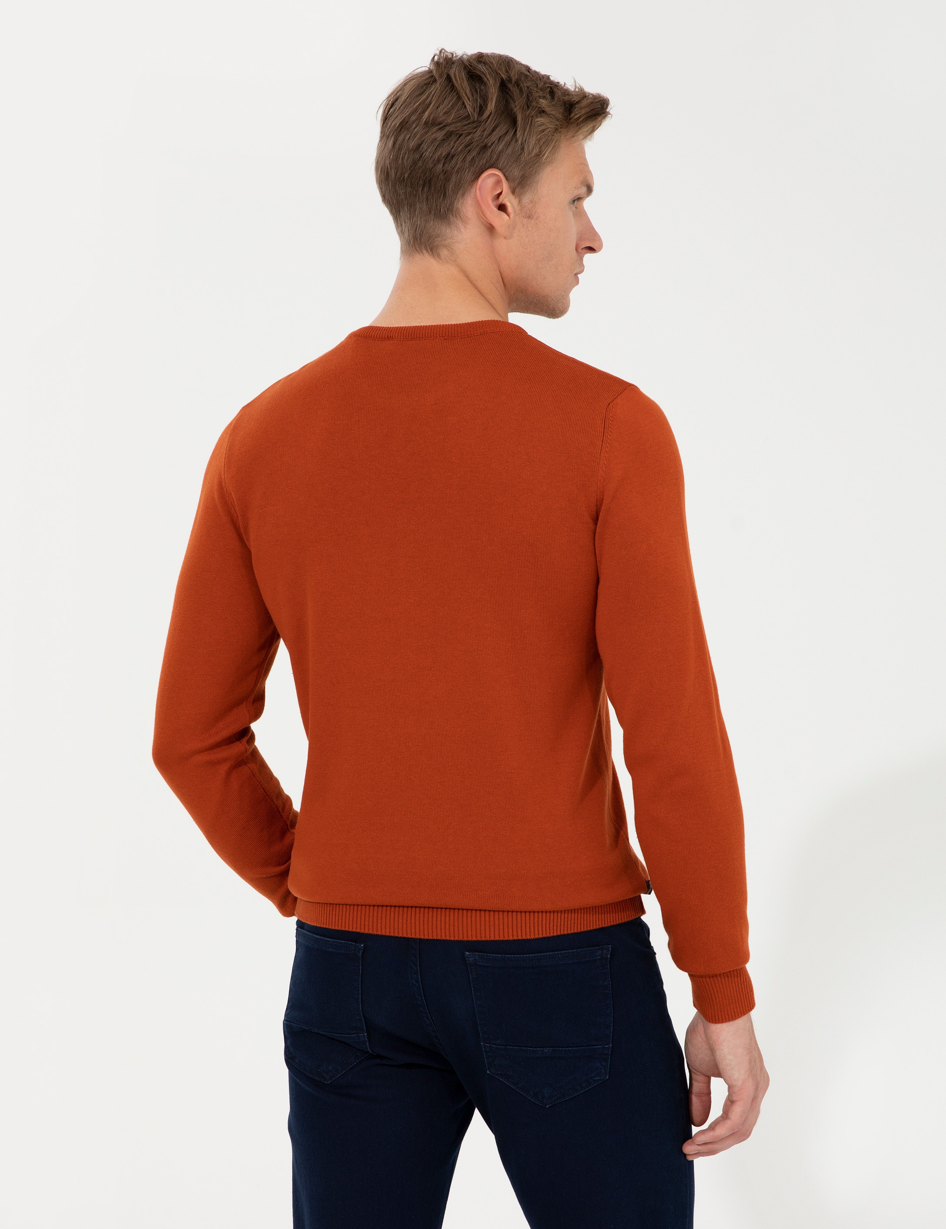 Bakır Slim Fit Bisiklet Yaka Basic Triko Kazak - Image 5