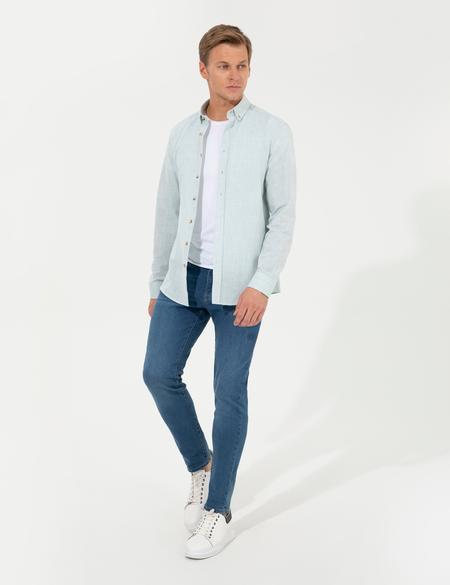 Yeşil Slim Fit Uzun Kollu Gömlek - 50247542146