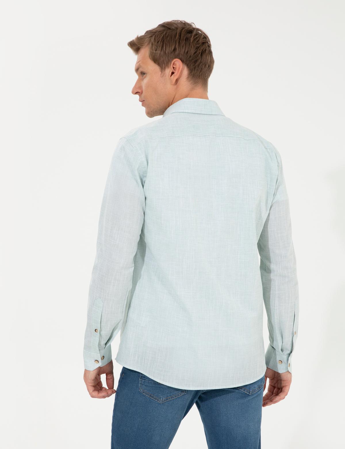 Yeşil Slim Fit Uzun Kollu Gömlek - 50247542146